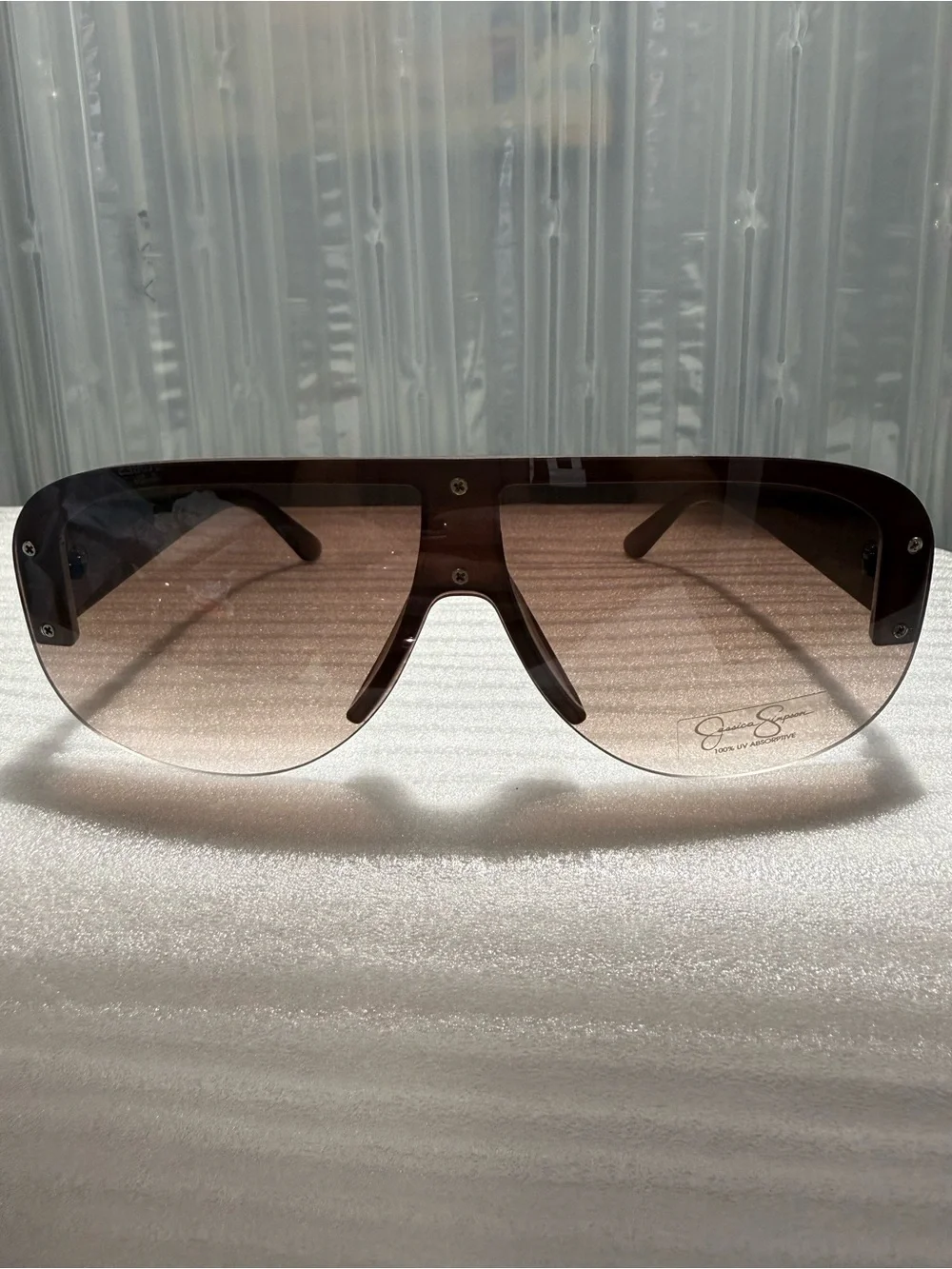NWT Jessica Simpson J6118 Oversized Shield Sunglasses Brown Gradient